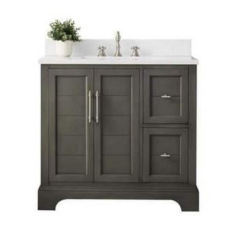Vanity Art 36" Single Sink Bathroom Vanity with Top & Backsplash - Grey
