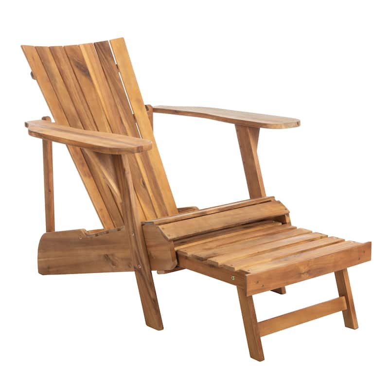 SAFAVIEH Outdoor Mangla Adirondack Chair with Retractable Footrest - 52W x 32D x 30H