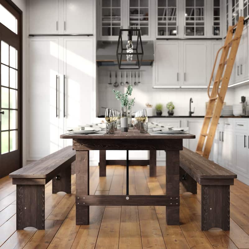 Rustic Farm Solid Pine Folding Dining Table - 108"D x 40"W x 30"H