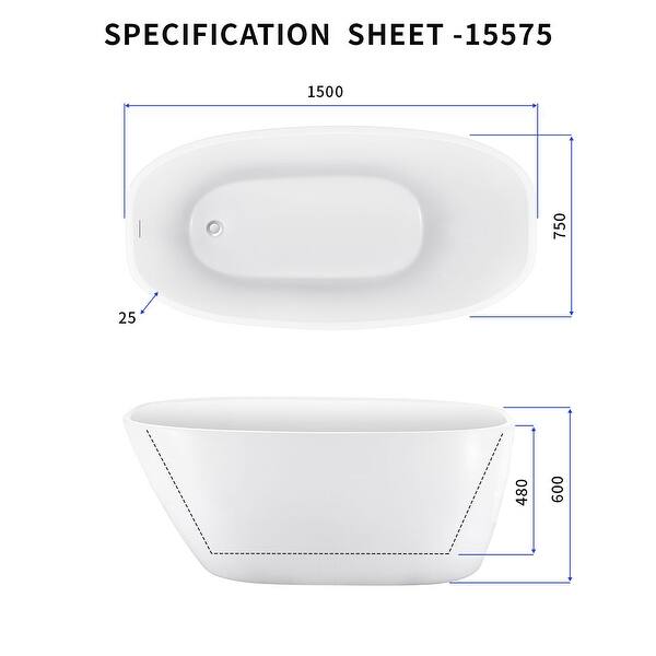 59 in. x 30 in. Soaking Bathtub with Reversible Drain in Glossy White ...
