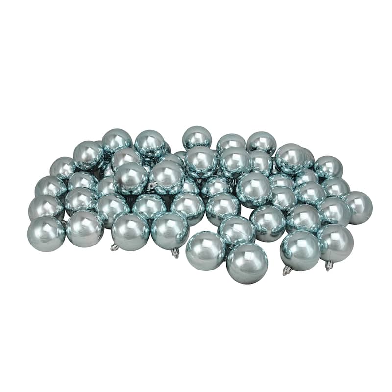 60ct Mermaid Blue Shatterproof Shiny Christmas Ball Ornaments 2.5"