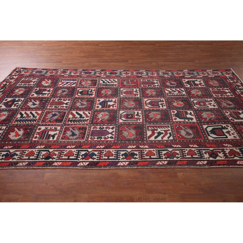 Handmade Garden Design Tribal Bakhtiari Persian Vintage Wool Carpet - 5'3"x 10'0"