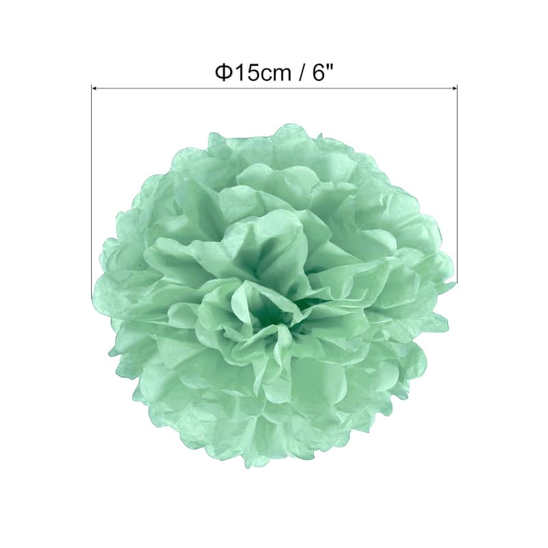 10Pcs 4" Tissue Pom Poms Paper Flowers Ball Party Wedding Decor - Mint Green - 6"