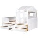 preview thumbnail 15 of 15, Full Size House Low Loft Bed with 4 Storage Drawers, Sturdy Pine Wood Bedframe with Full-Length Guardrails for Kids Bedroom