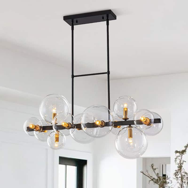 12-Light Mid-century Clear Glass Globe Island Chandelier