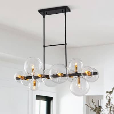 12-Light Mid-century Clear Glass Globe Island Chandelier