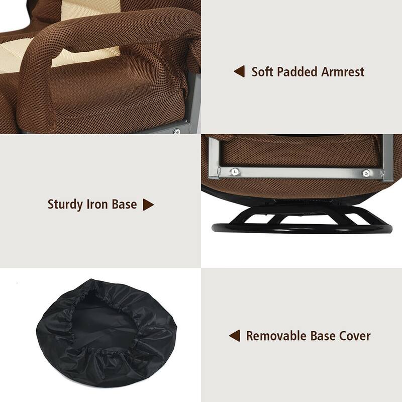 360-Degree Swivel Gaming Floor Chair with Foldable Adjustable Backrest