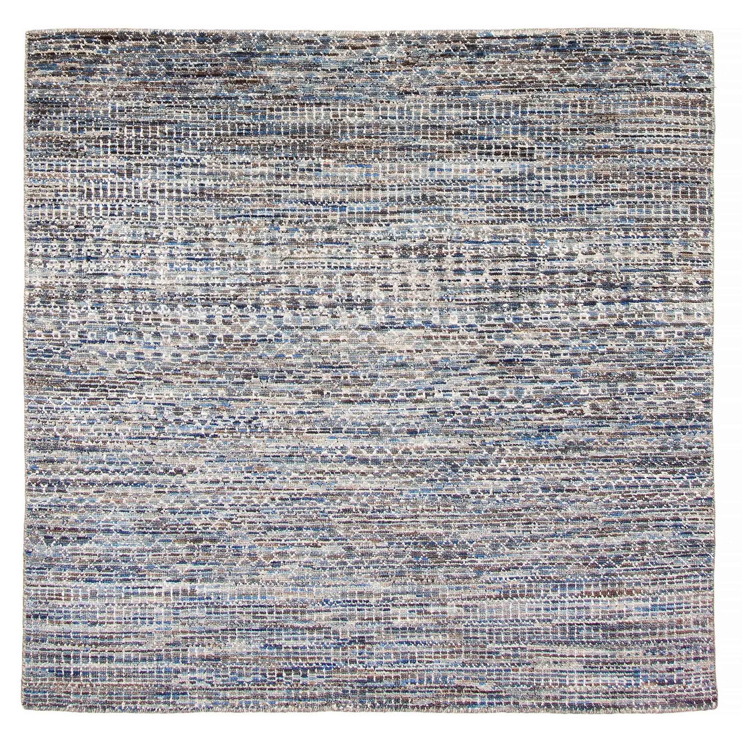 ECARPETGALLERY Hand-knotted Silk Shadow Blue Silk, Wool Rug - 5' 9" x 5' 10"