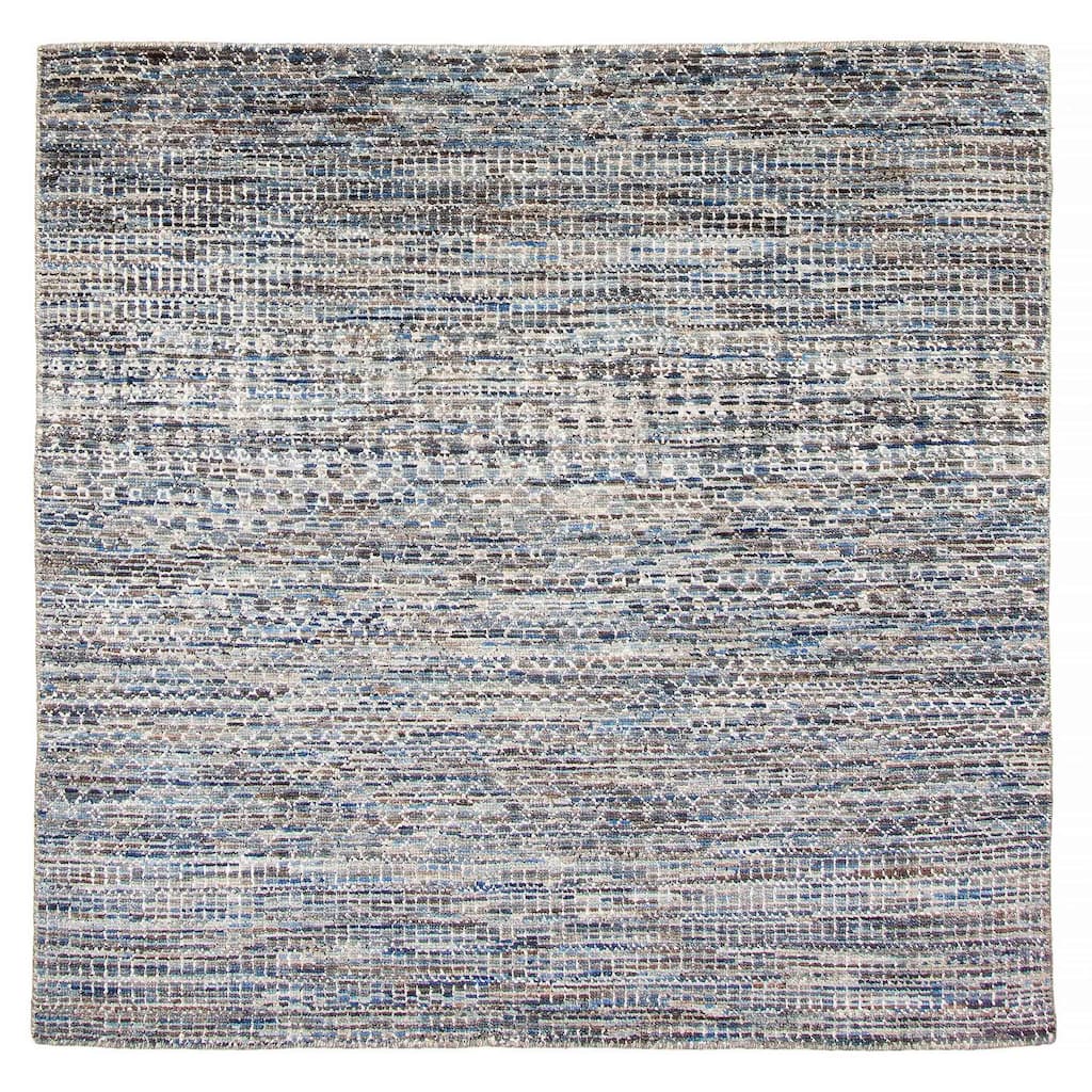 ECARPETGALLERY Hand-knotted Silk Shadow Blue Silk, Wool Rug - 5' 9" x 5' 10"