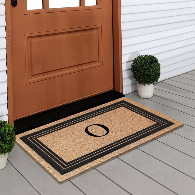 A1HC Natural Coir Monogrammed Entrance Door Mats, Durable Large Outdoor Rug, Non-Slip, Flock Doormat 18"X30"