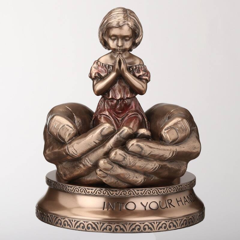 5.71 inches Height Cold Cast Bronze Little Girl Kneeling Prayer Into Bronze Finish Figurine