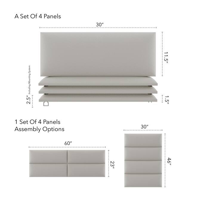 VANT Upholstered Headboards - Zigrino Oyster - 30 Inch - Set of 4 Panels.