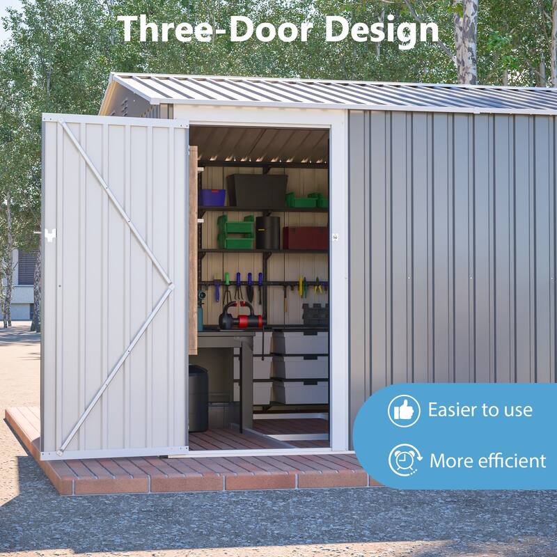 10x14 FT Metal Garden Shed with Ultimate Access