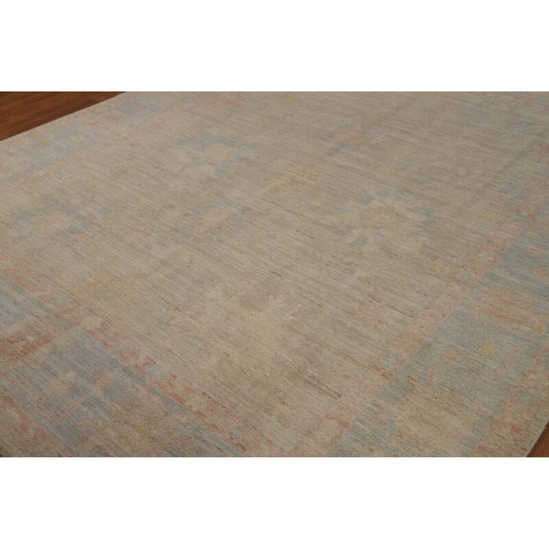 Floral Oushak Turkish Area Rug Handmade Vegetable Dye Wool Carpet - 8'0"x 9'9"