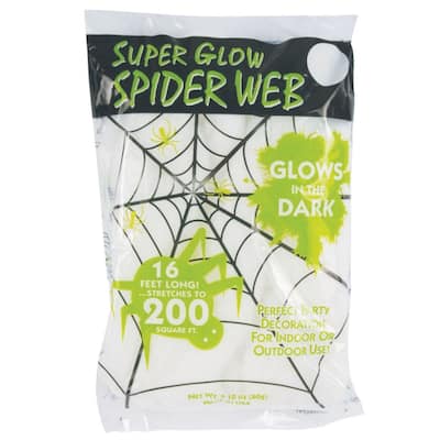 Super Stretch Glow in the Dark Spiderweb Halloween Decor - 16'
