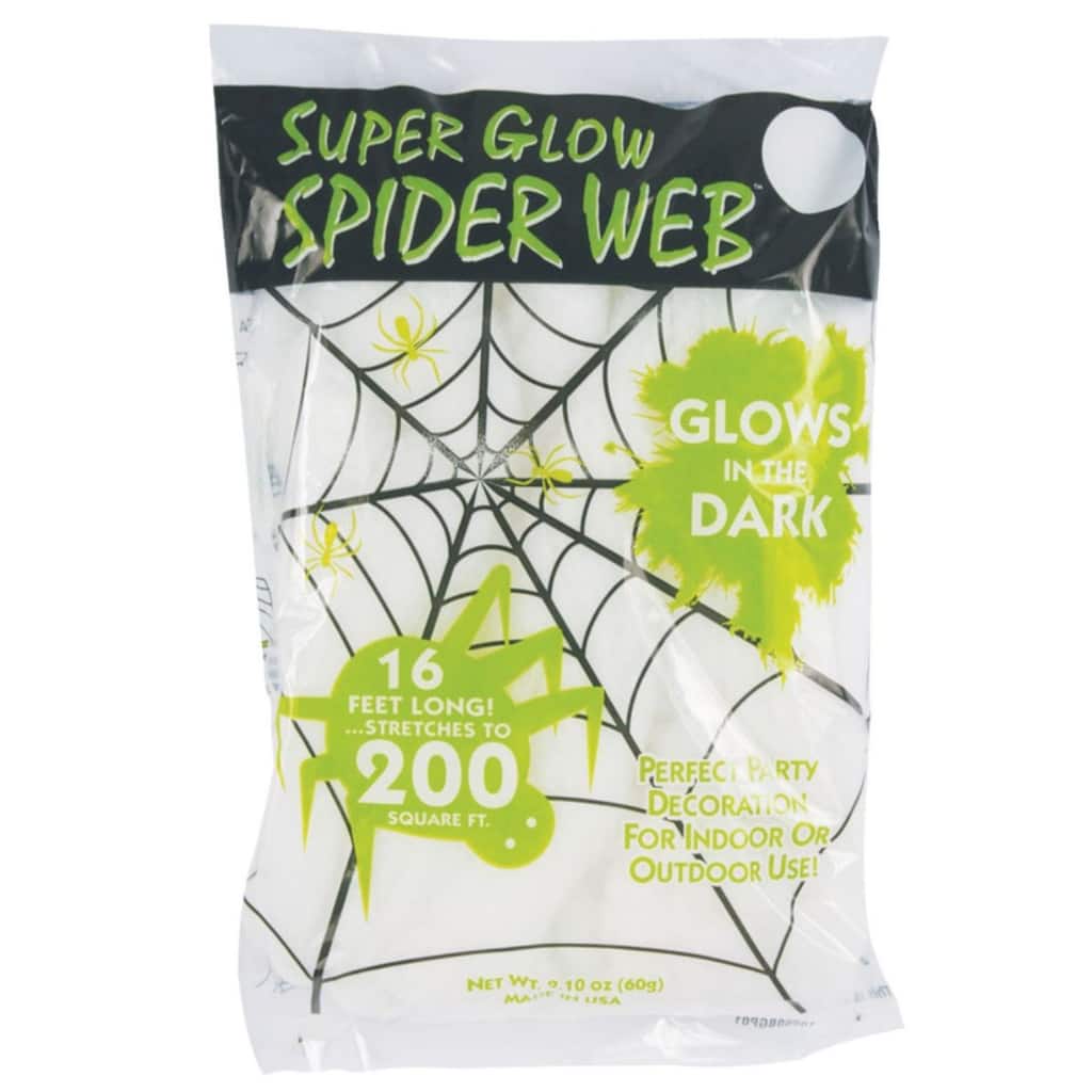 Super Stretch Glow in the Dark Spiderweb Halloween Decoration - 16'