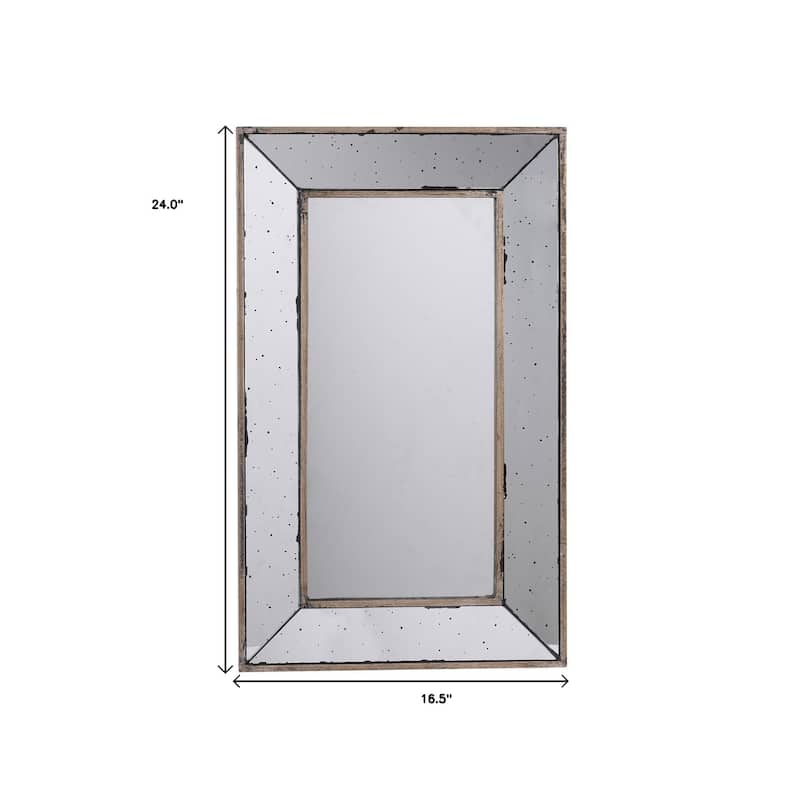 HomeRoots 24" Silver Framed Antiqued Accent Mirror - 16.5' X '24' X '1.4