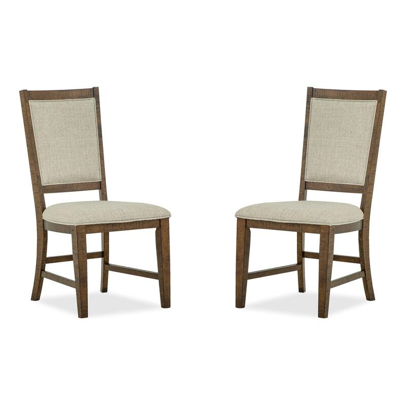 Magnussen Home Bay Creek Toasted Nutmeg Step Upholstered Side Chair Two Pack - 19.75''W x 24''D x 39.75''H - Set of 2 - 19.75''W x 24''D x 39.75''H - Toasted Nutmeg - Dining Height