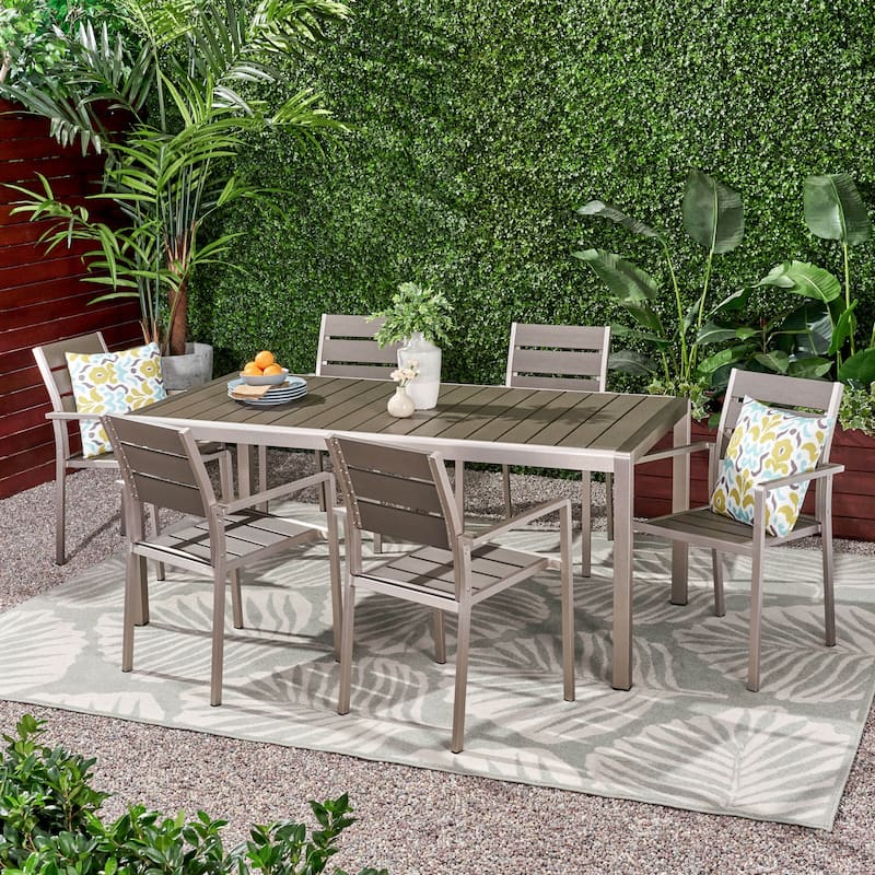 Cape Coral Outdoor 6-seater Aluminum Dining Set by Christopher Knight Home