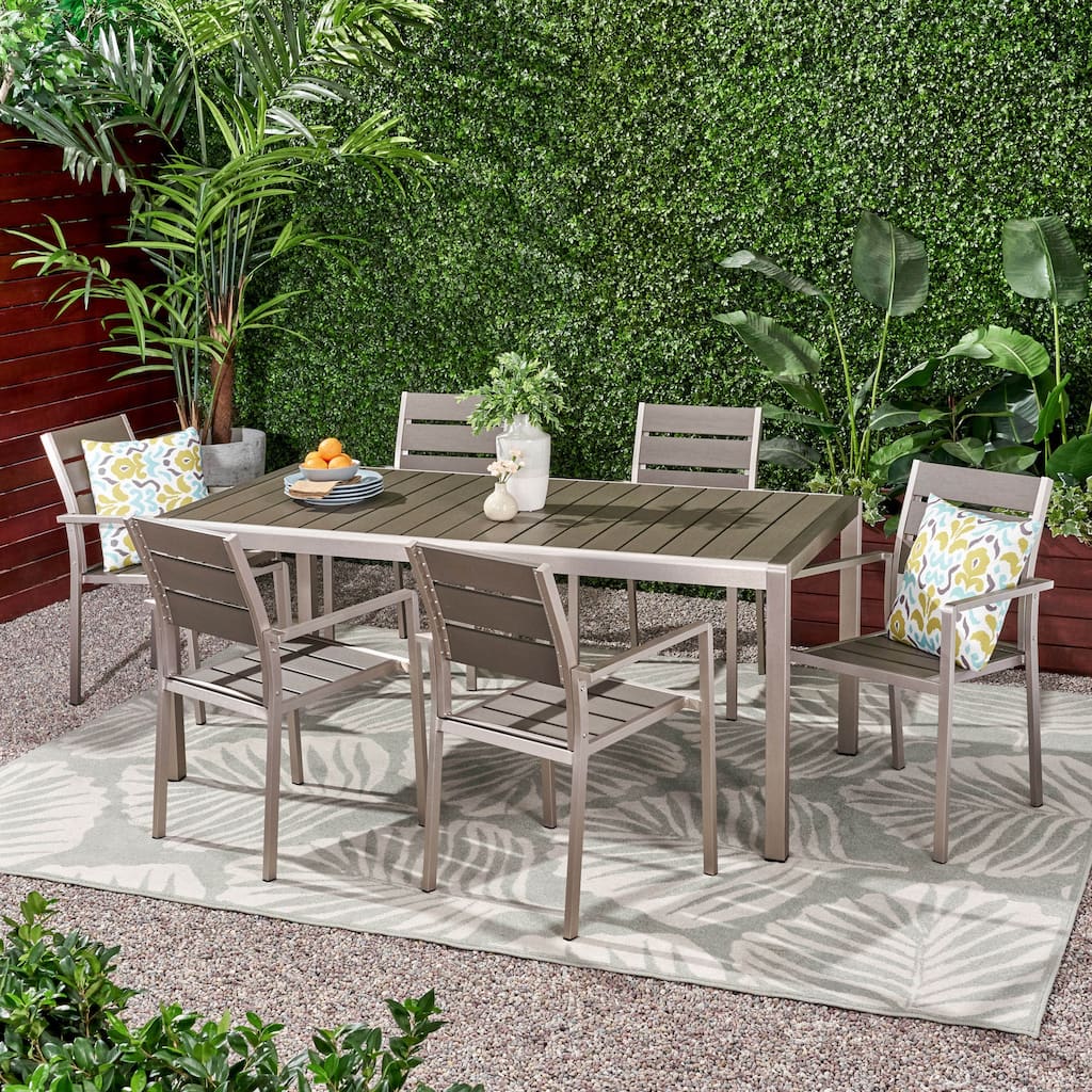 Cape Coral Outdoor 6-seater Aluminum Dining Set by Christopher Knight Home