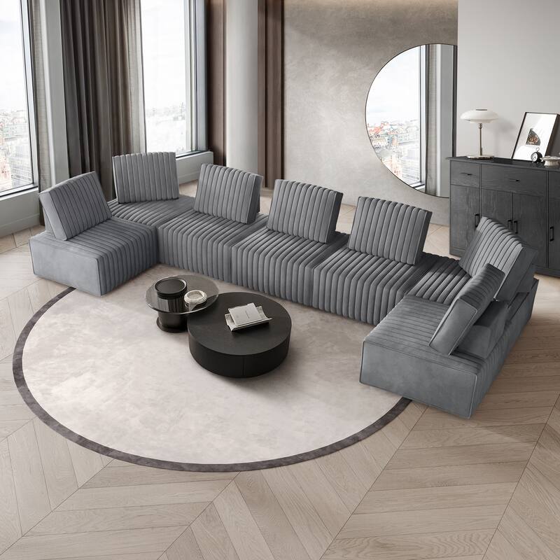 CraftPorch 7-Pieces Contemporary Clean-Line Linen Upholstered