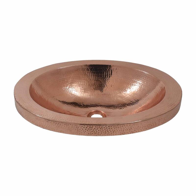 Hibiscus Hand Hammered Copper Drop-in Bathroom Sink - Polished Copper