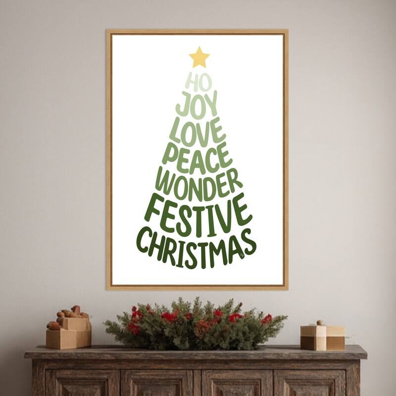 Stylized Christmas Tree by Martina Framed Canvas Wall Art Print
