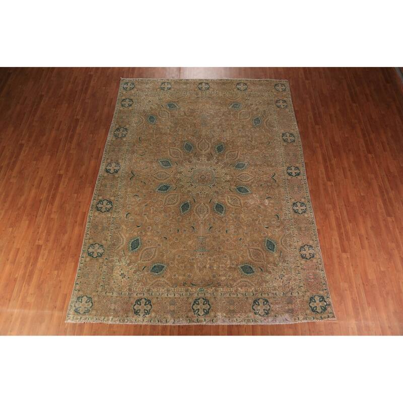 Tabriz Persian Vintage Area Rug Hand-Knotted Wool Carpet - 9'0" x 12'4"