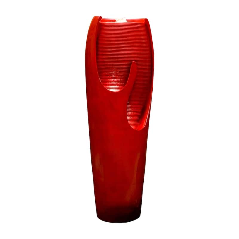 38.7-Inch H Outdoor Vase Water Fountain w/LED Light for Yard Art Decor