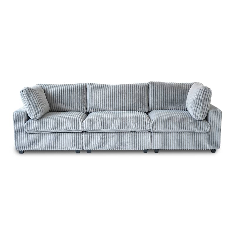 118" Modular Sectional Sofa, Oversized 3 Seater Sofa Couch with 5 Pillows, Cushion Covers Removable