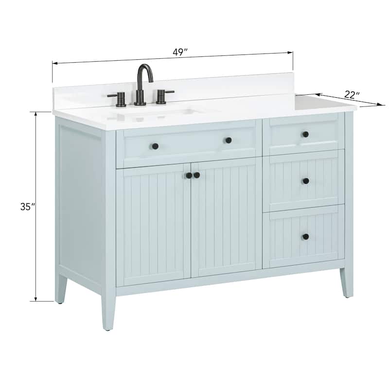 Layla Bathroom Vanity in Ice Blue with White Engineered Stone Top