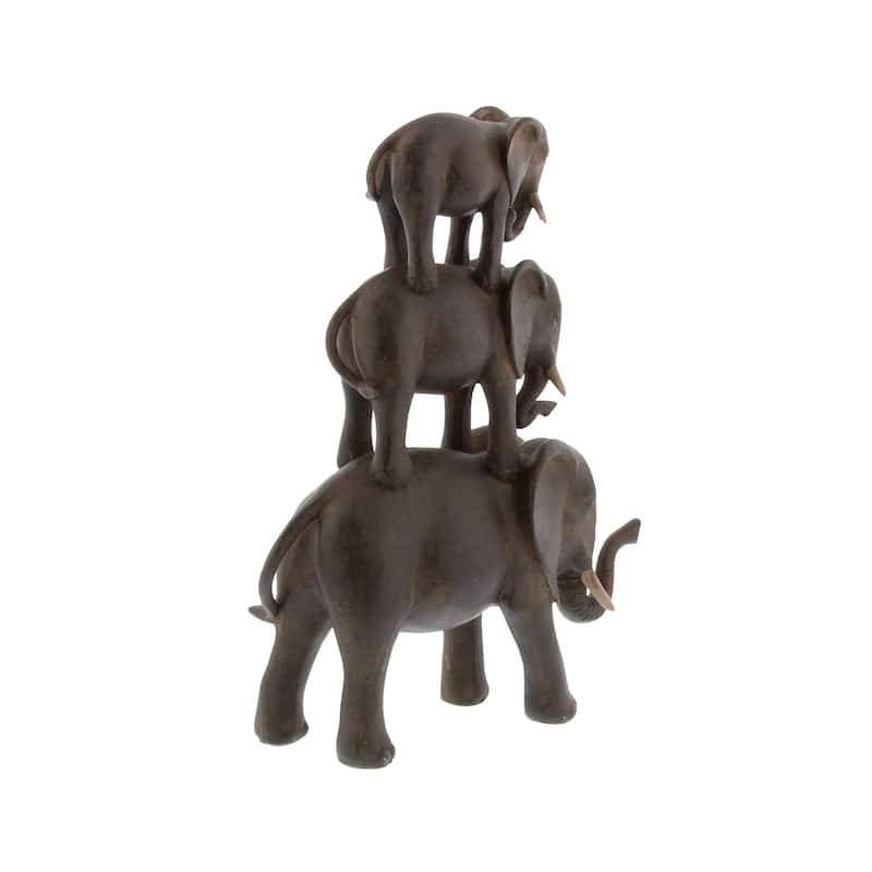Brown Polystone Elephant Decorative Sculpture