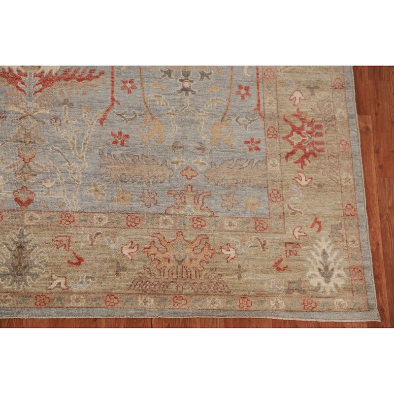 Hand Knotted Oriental 100% Wool Carpet Transitional All-Over Greys & Charcoal Oushak Area Rug - 9' 10'' X 8' 0''