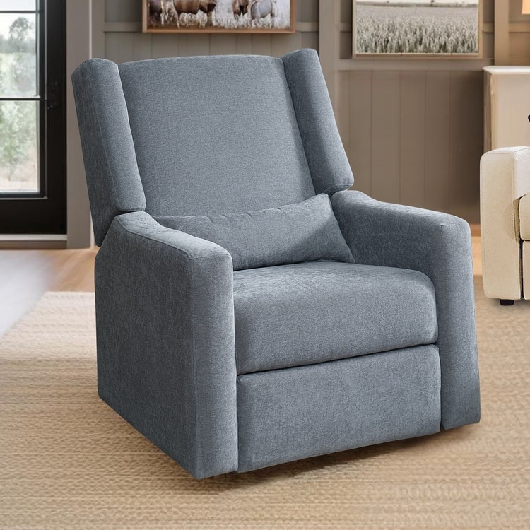 Upholstered Swivel Glider Recliner Chair with USB & Lumbar Support