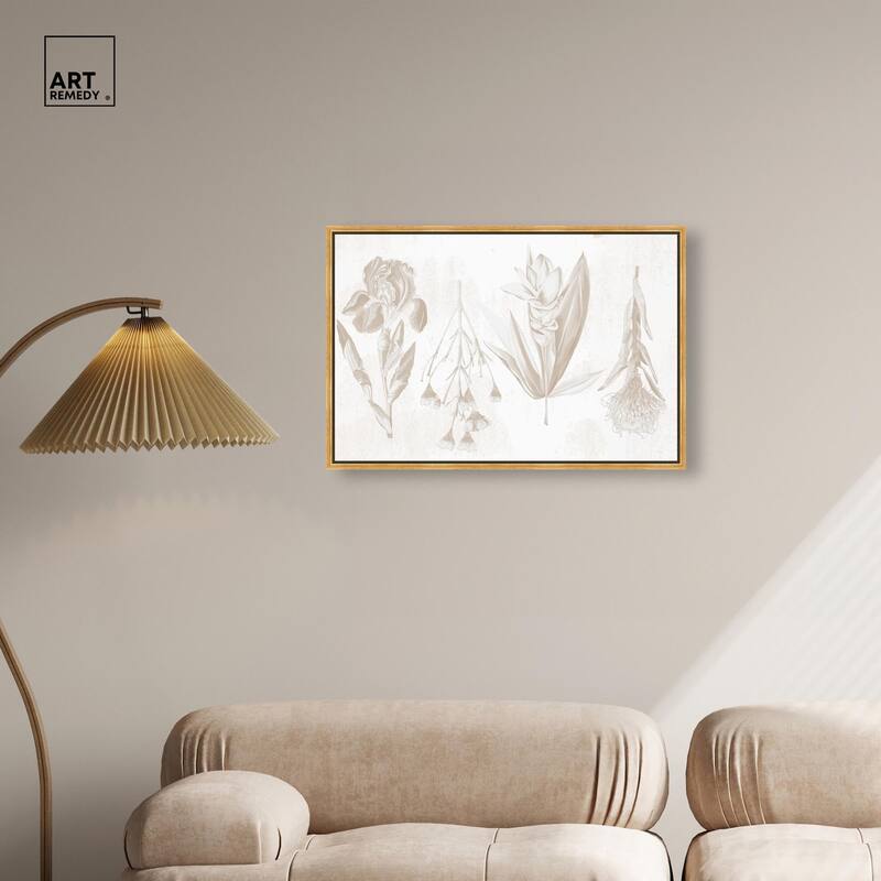 White Pressed Flora Canvas by Art Remedy