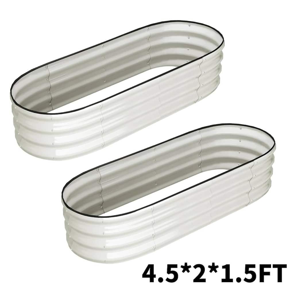 2 Pcs 4.5x2x1.5ft Galvanized Raised Garden Bed, Planter Box for Vegetables, Flowers, Fruits