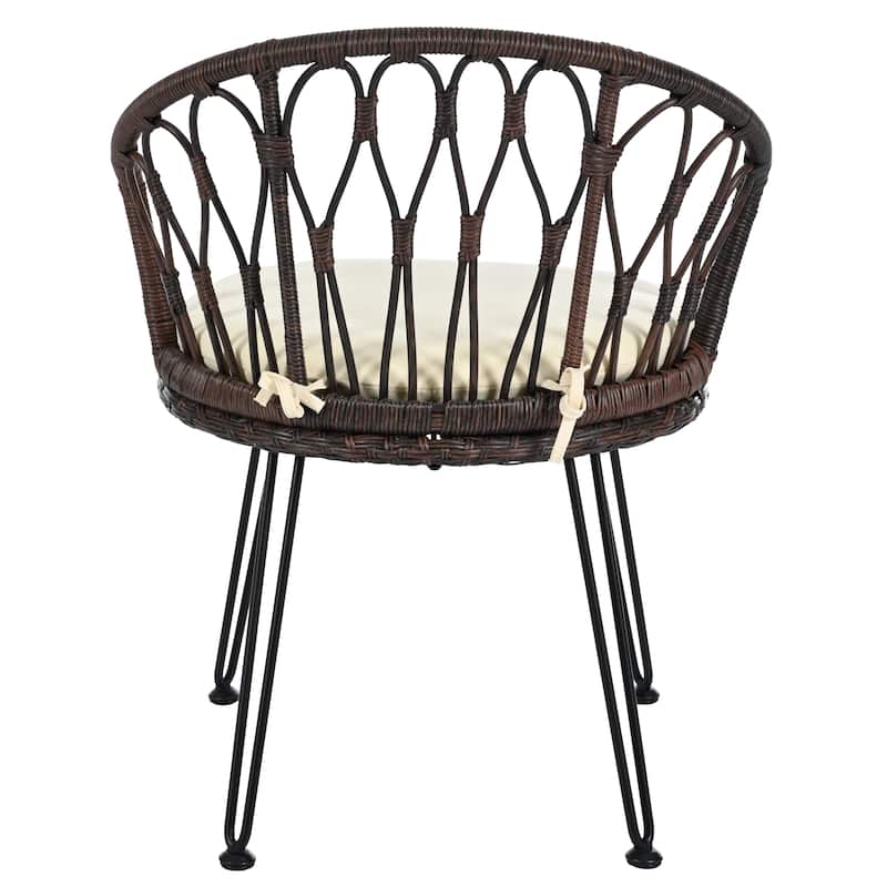 Outdoor Leisure Set,2 Rattan Single Chairs With A Glass Round Table,Perfectly Suited For Patios,Balconies,And Courtyards