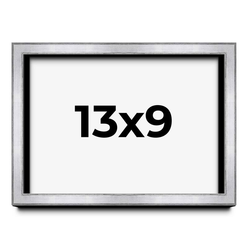 13x9 Shadow Box Frame Silver | 1.375 Inches Deep Real Wood