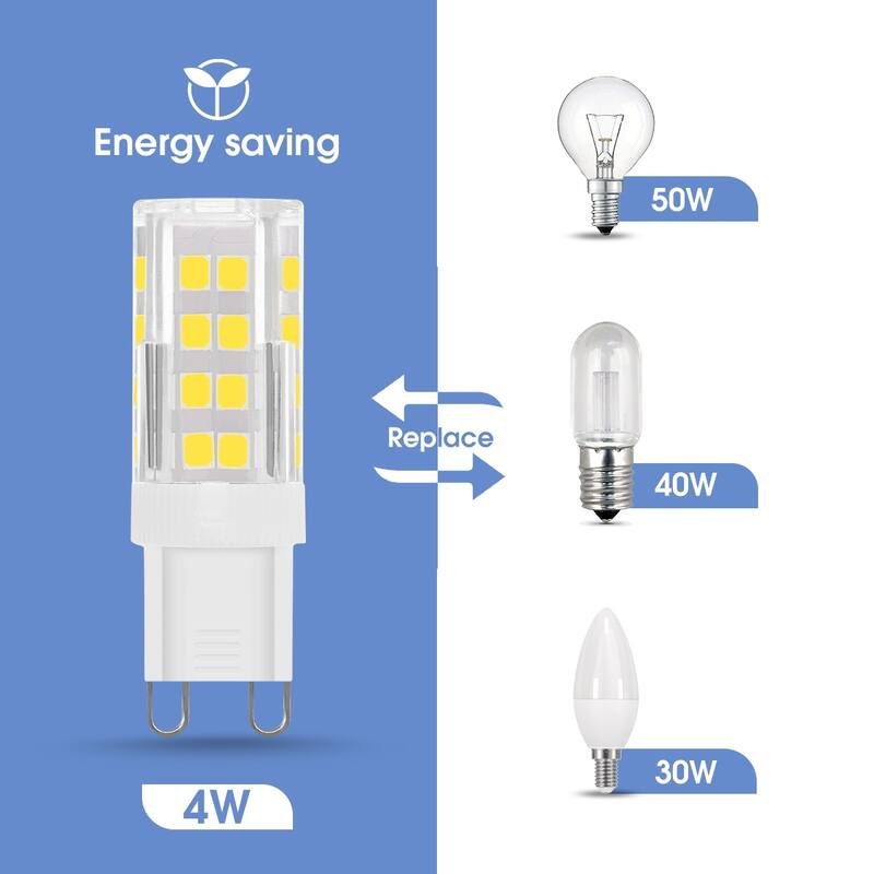 YANSUN 40Watt Equivalent NonDimmable G9 LED Light Bulb in Daylight White 6000K,Led Chandelier