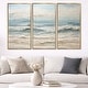 preview thumbnail 14 of 18, Designart "Beige And Blue Coastal Beach Paint" Coastal Beach Framed Art Set of 3 - Nautical & Coastal Wall Art Set 60 in. W x 40 in. H - 3 Panels - Gold