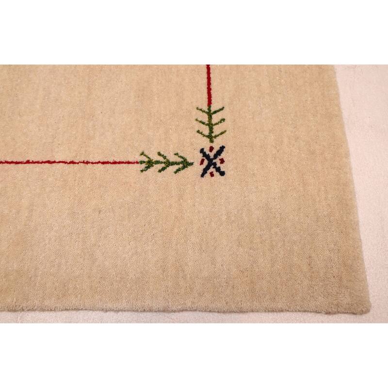 ECARPETGALLERY Hand Loomed Kashkuli Gabbeh Ivory Wool Rug - 4'10 x 7'10