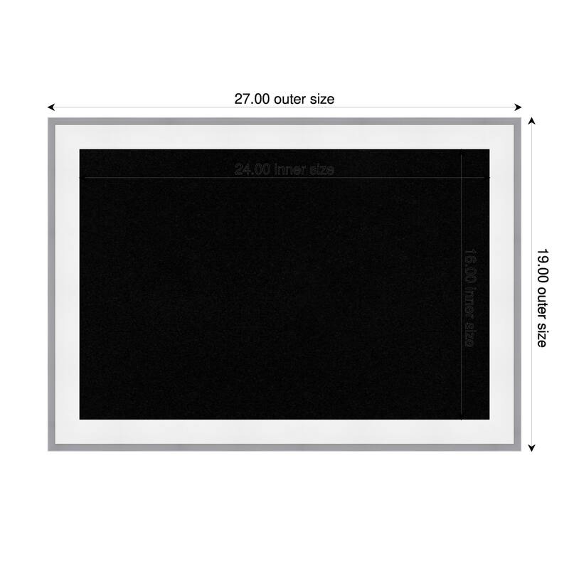 Maya White Silver Framed Cork Board - Bulletin Board, Organization Board, Pin Board - Black - 27 x 19 in