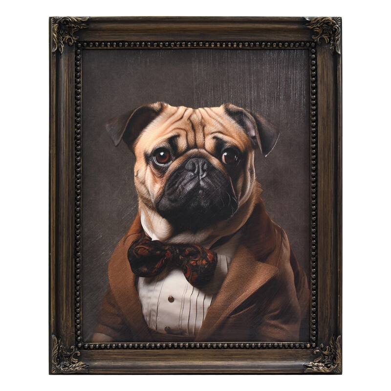 American Art Decor Old Wise Owl Ornate Framed Bar Wall Decor - 16.75" H x 13.75" L x 1" D