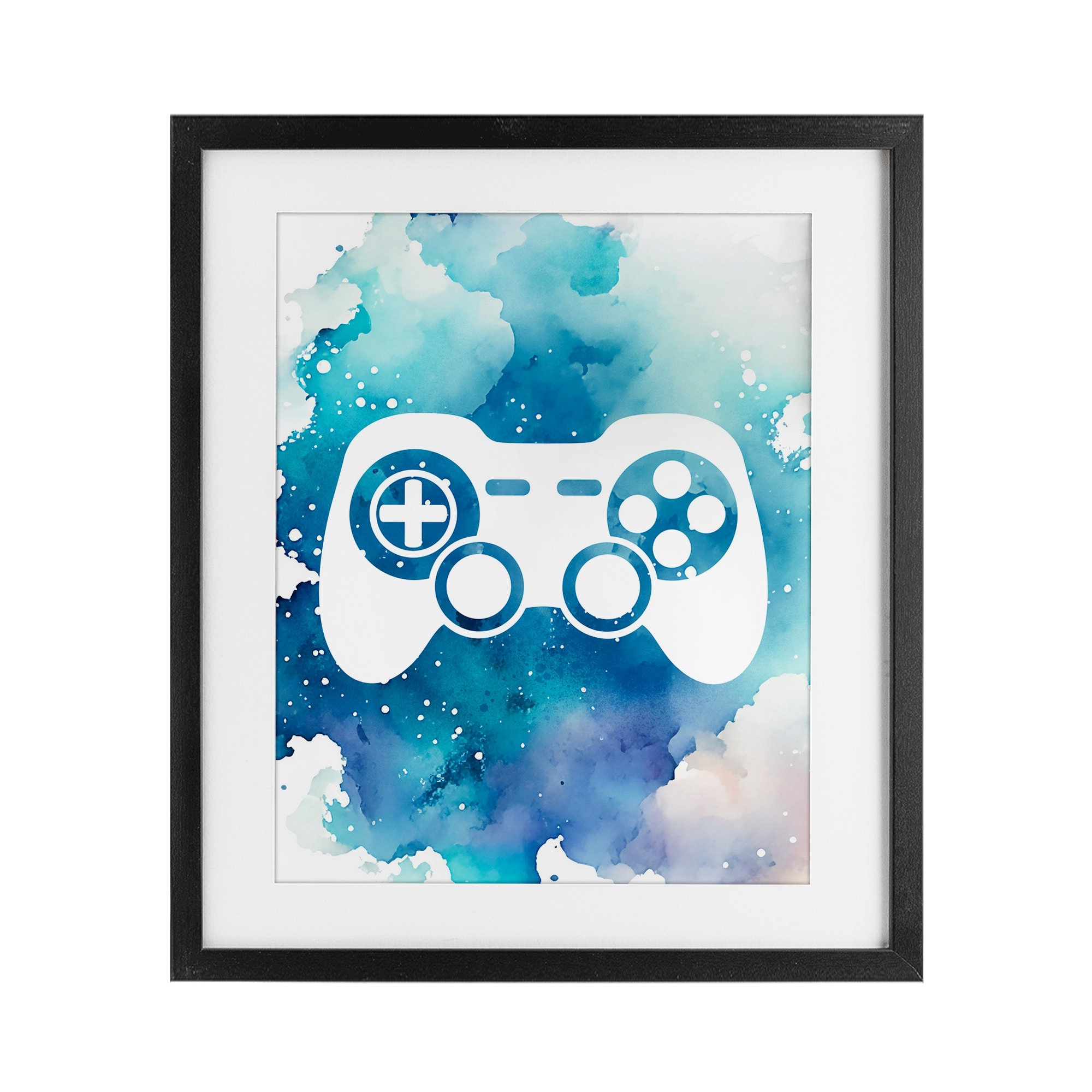 Stupell Blue Controller Splatter Under Glass Framed Design By Marcus Prime