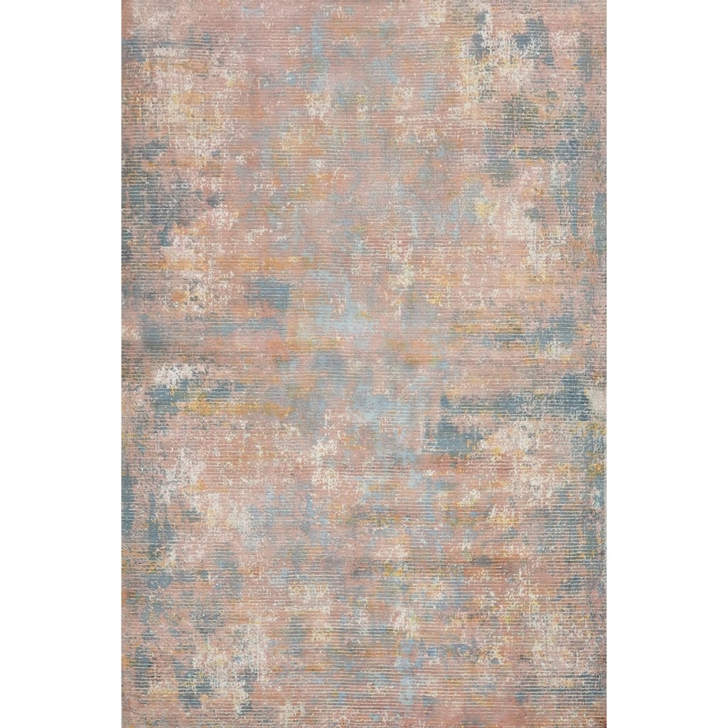 Hand Knotted Oriental Viscose Silk Carpet Modern Abstract Multi-Colored Abstract Area Rug - 7' 6'' X 5' 5''