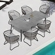 preview thumbnail 11 of 26, 7-PC Outdoor Patio Dining Set Rectangular Aluminum Table with Umbrella Hole with Rattan Chair Table-Grey&Seat-Grey