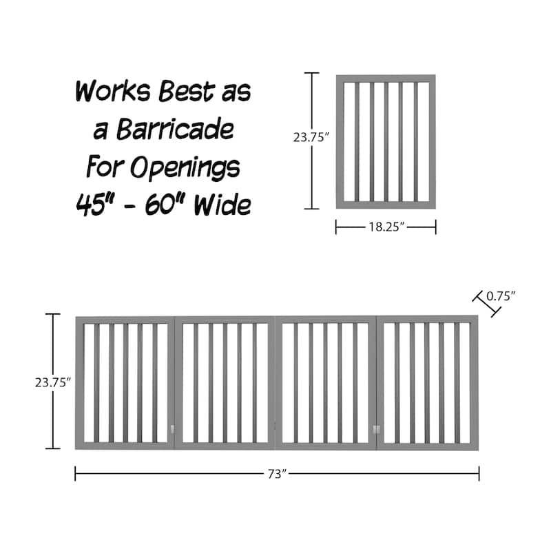 4-Panel Modern Indoor Foldable Dog Gate - 73x24-Inch MDF Freestanding Pet Fence