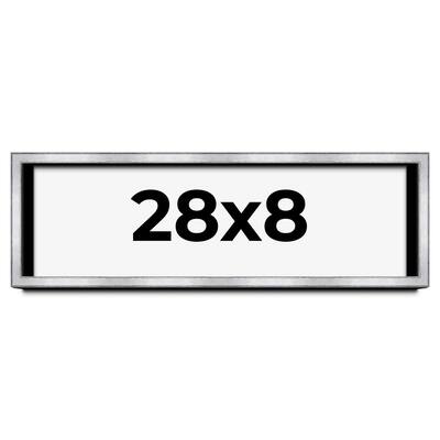 28x8 Shadow Box Frame Silver | 1.375 Inches Deep Real Wood