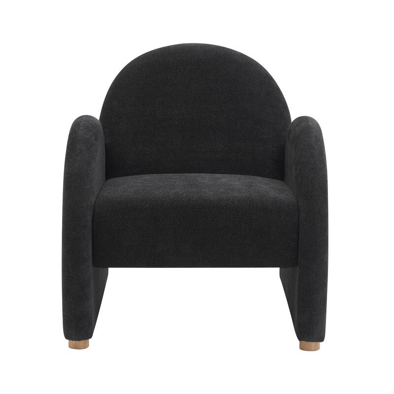 Modern Boucle Accent Armchair - Comfortable Upholstered Lounge Chair with Curved Armrests, Stylish Minimalist Chair