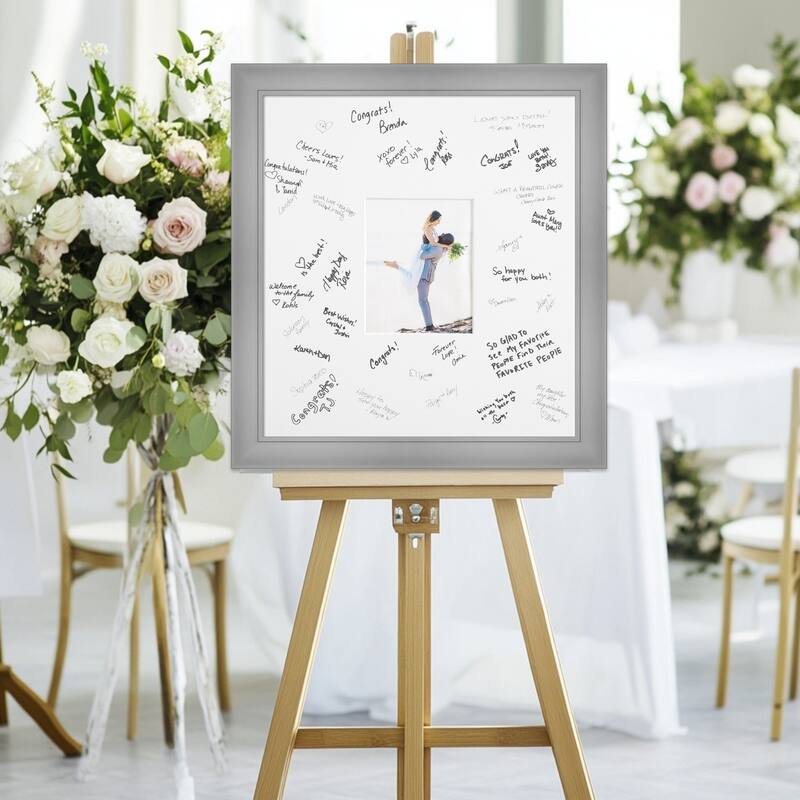 Flair Signature Mat Picture Frame - Autograph Photo Frame Guest Book Alternative for Weddings, Graduations, or Retirement - 8x10 - Flair Polished Nickel
